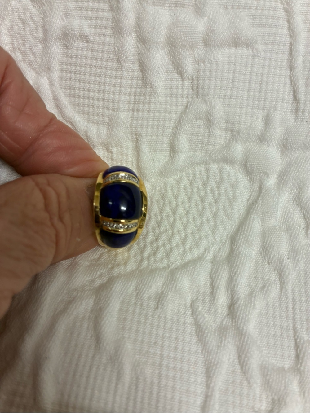Lapis and Diamond Chip Ring - Picture 4 of 4